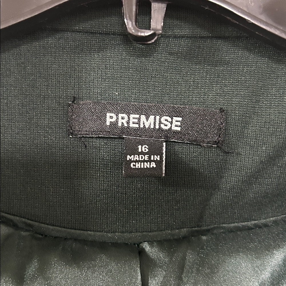 Premise Dark Green Blazer with Gold Zipper Accents - Picture 2 of 7